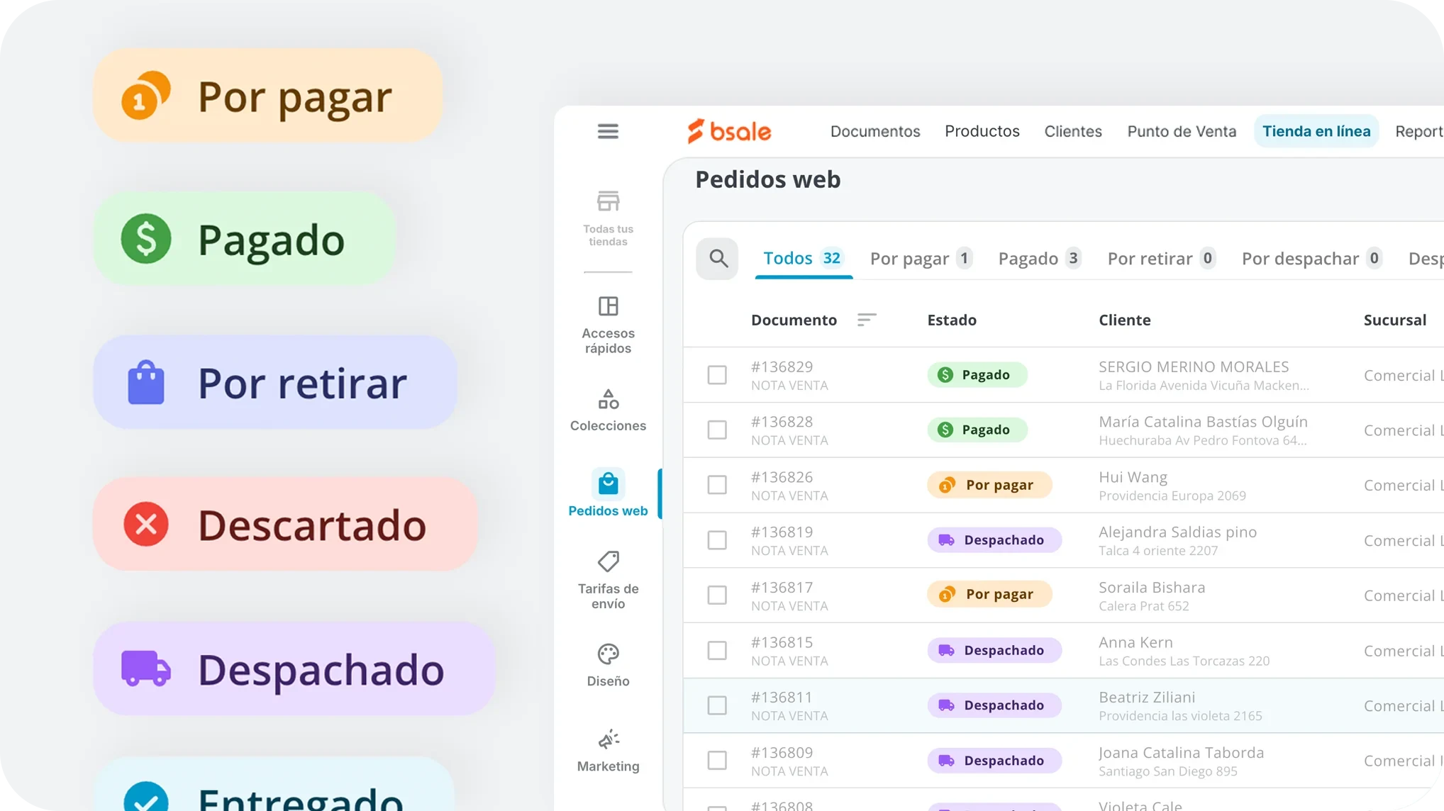 Vista de la app Bsale generando documentos de preventa