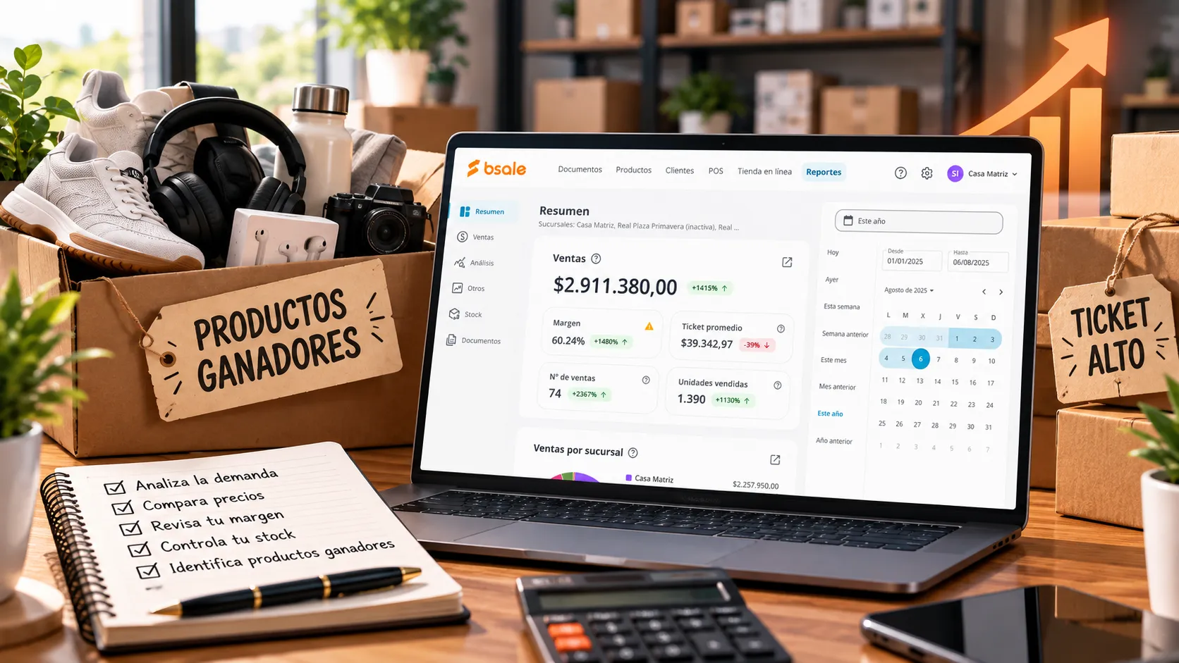 Reporte de Bsale para analizar ventas e identificar productos con mejor desempeño