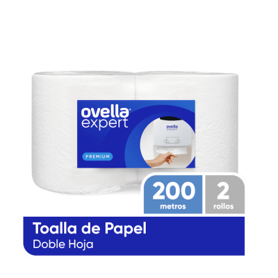 OVELLA TOALLA DOBLE HOJA PACK 200 MTS X2 ROLLOS