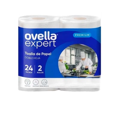 OVELLA TOALLA PAPEL DOBLE HOJA 24 MT X 2 ROLLOS