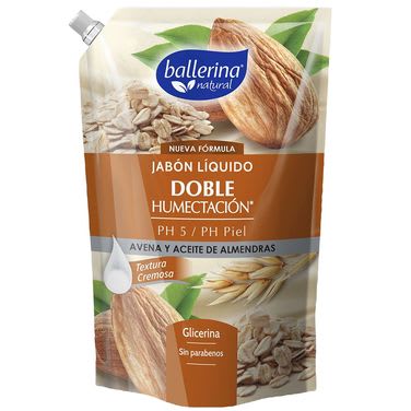BALLERINA JABON DOBLE HUMECTACIÓN AVENA Y ALMENDRA 750 ML DOYPACK