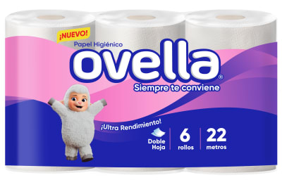 OVELLA HIGIENICO 22 MTS DOBLE HOJA 6 ROLLOS