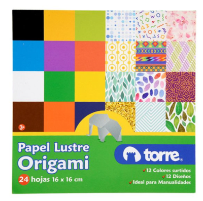TORRE PAPEL LUSTRE ORIGAMI 16 X 16 CM