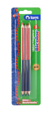TORRE LÁPICES TRIANGULARES BICOLOR 3 UNIDADES