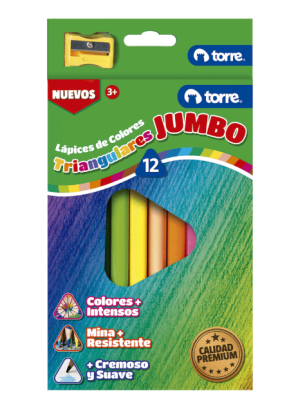 TORRE LAPICES DE COLORES TRIANGULARES JUMBO 12