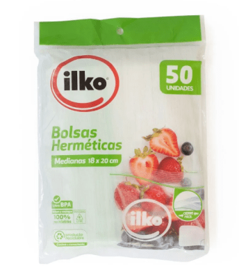 ILKO BOLSA HERMÉTICA MEDIANA 18 X 20 CM 50 UN