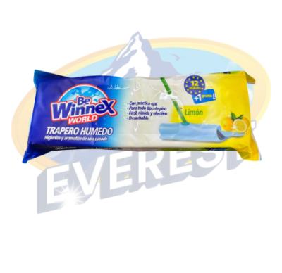 WINNEX TRAPERO HÚMEDO LIMÓN 12 UNIDADES