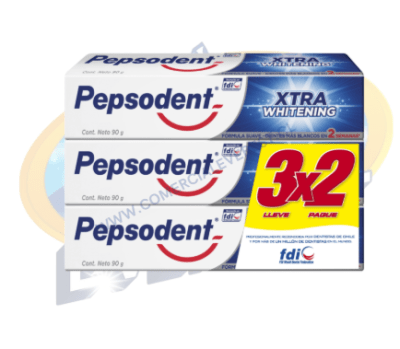 PEPSODENT PASTA DENTAL XTRA WHITENING 90 GRS X 3 UNIDADES