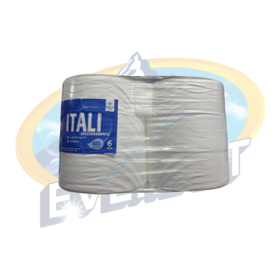 ITALI PAPEL HIGIÉNICO HOJA SIMPLE 6 ROLLOS X 500 MTS