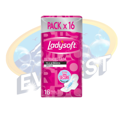 LADYSOFT TOALLAS FEMENINAS ULTRADELGADAS ULTRA SECAS CON ALAS 16 UND