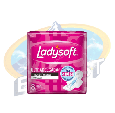 LADYSOFT TOALLAS HIGIÉNICAS FEMENINAS ULTRA DELGADA 8 UNIDADES
