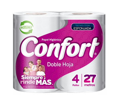 CONFORT PAPEL HIGIÉNICO 4 ROLLOS 27 MTS DOBLE HOJA