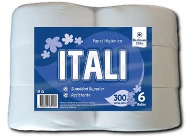 ITALI PAPEL HIGIÉNICO HOJA SIMPLE 6 ROLLOS X 300 MTS