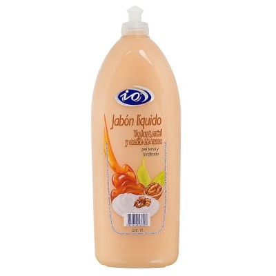 IO JABÓN LÍQUIDO YOGHURT, MIEL Y ACEITE DE NUEZ 1LT BOTELLA