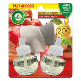 AIR WICK AMBIENTAL ELECTRICO + 2 REPUESTO MANZANA CANELA