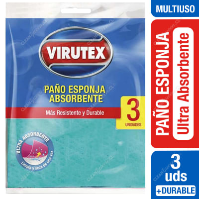VIRUTEX PAÑO ESPONJA ABSORBENTE 3 UNID