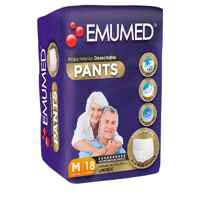 EMUMED PANTS ROPA INTERIOR DESECHABLE ADULTO TALLA M 18 UNIDADES