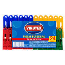 VIRUTEX PINZAS DE ROPA 24 UN PLASTICO