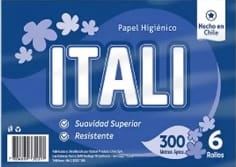 ITALI PAPEL HIGIÉNICO HOJA SIMPLE 6 ROLLOS X 300 MTS