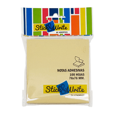 STICK & WRITE NOTAS ADHESIVAS 100 HOJAS 76 X 76 MM