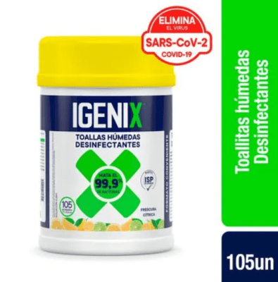 IGENIX TOALLA DESINFECTANTE FRASCO 105 UNIDADES