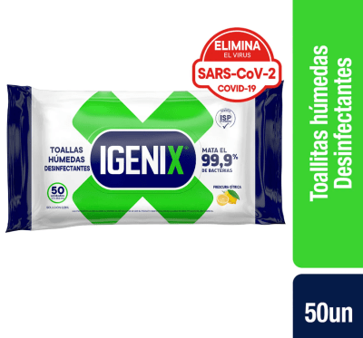 IGENIX TOALLA DESINFECTANTE 50 UNIDADES