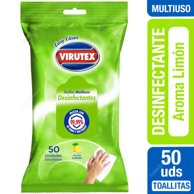 VIRUTEX TOALLA DESINFECTANTE 50 UNID LIMON