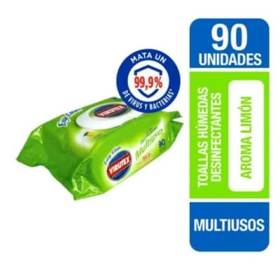 VIRUTEX TOALLA DESINFECTANTE 90 UNID LIMON