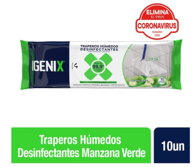 IGENIX TRAPERO HUMEDO CON DESINFECTANTE 10 UNID MANZANA VERDE