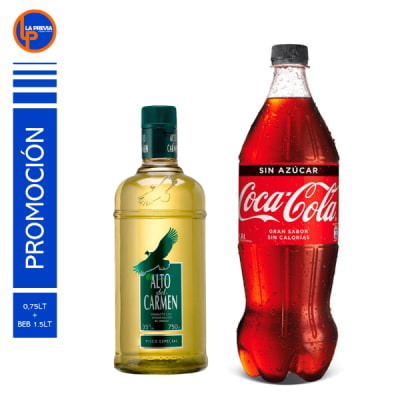 Pisco Alto del Carmen 35° + Coca Cola Zero 2.0 lt1
