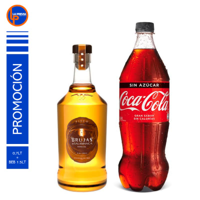 Pisco Brujas + Coca Cola Zero 2.0 lt1