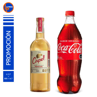 Pisco Capel + Coca Cola 2.0 lt1