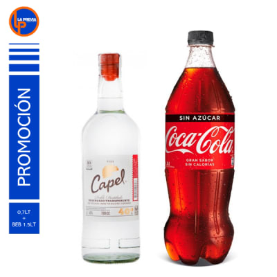 Pisco Capel 40 + Coca Cola Zero 2.0 lt1