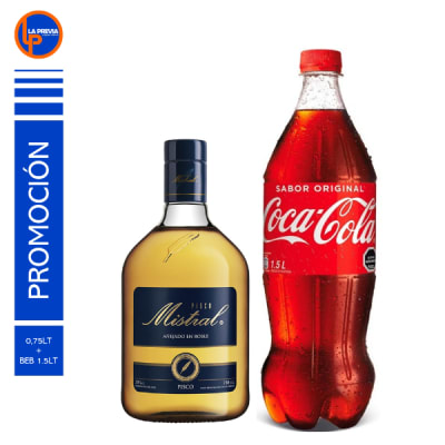 Pisco Mistral 35° + Coca Cola 2.0 lt1