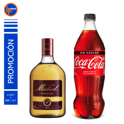 Pisco Mistral 40 + Coca Cola Zero 2.0 lt1
