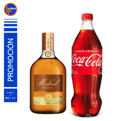 Pisco Mistral Nobel + Coca Cola Des 2.0 lt1