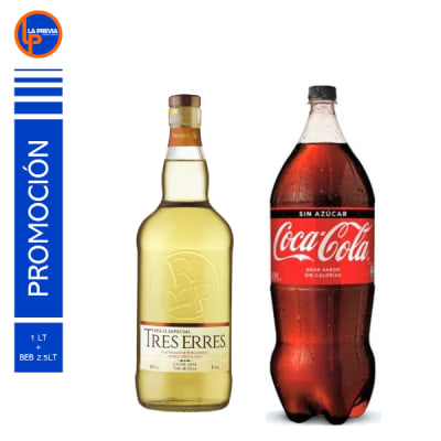 Pisco 3R de Litro + Coca Cola Zero 3 lt