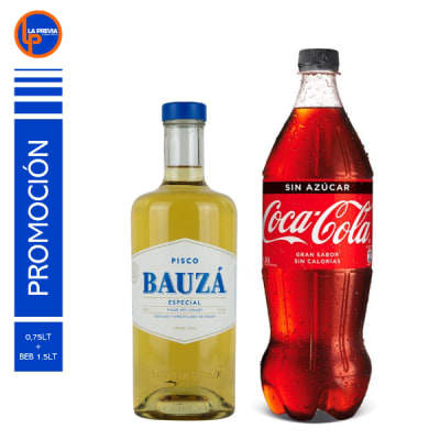 Pisco Bauza + Coca Cola Zero 2.0 lt1