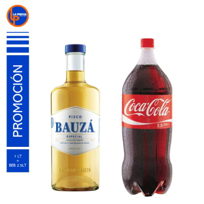 Pisco Bauza de Litro + Coca Cola 3 lt1