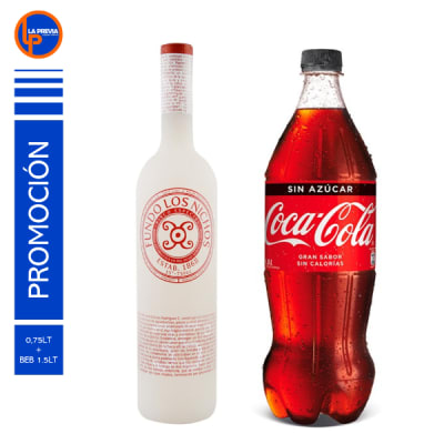 Pisco Los Nichos + Coca Cola Zero 2.0 lt1