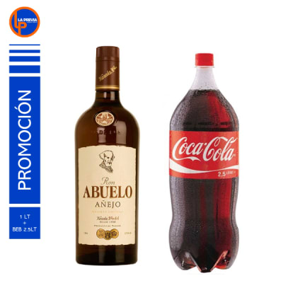 Ron Abuelo de Litro + Coca Cola 3 lt