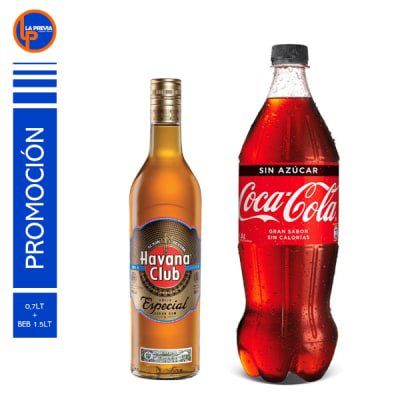 Ron Havana Especial + Coca Cola Zero 2.0 lt1