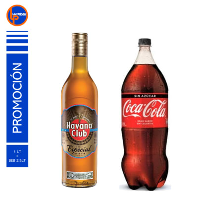 Ron Havana Especial de Litro + Coca Cola Zero 3 lt