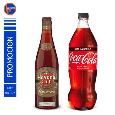 Ron Havana Reserva + Coca Cola Zero 2.0 lt1