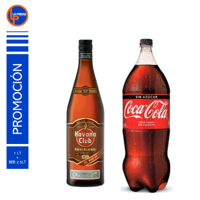 Ron Havana Reserva de Litro + Coca Cola Zero 3 lt