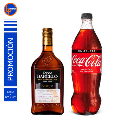 Ron Barcelo + Coca Cola Zero 2.0 lt1