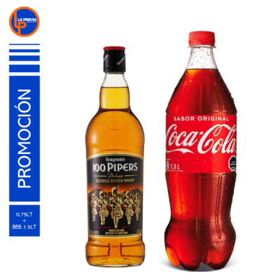 Whisky 100 Pipers + Coca Cola 2.0 lt1