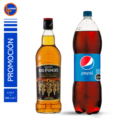 Whisky 100 Pipers + Pepsi Des 2000Cc