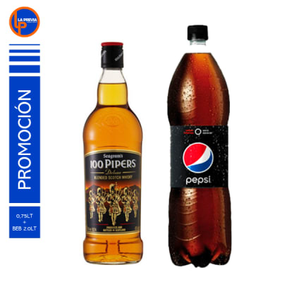 Whisky 100 Pipers + Pepsi Zero Des 2000Cc