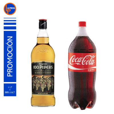 Whisky 100 Pipers de Litro + Coca Cola 3 lt1